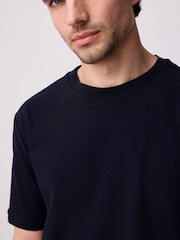 Navy Regular Fit Textured T-Shirt - Image 4 of 8