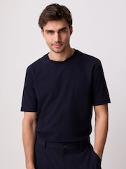 Navy Regular Fit Textured T-Shirt - Image 5 of 8