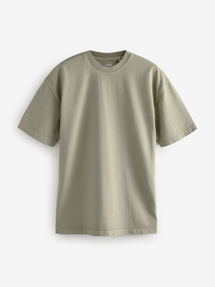 Colorant anthracite gris/vert/écru - Coupe ample - Lot de 3 t-shirts épais - Image 10 of 13