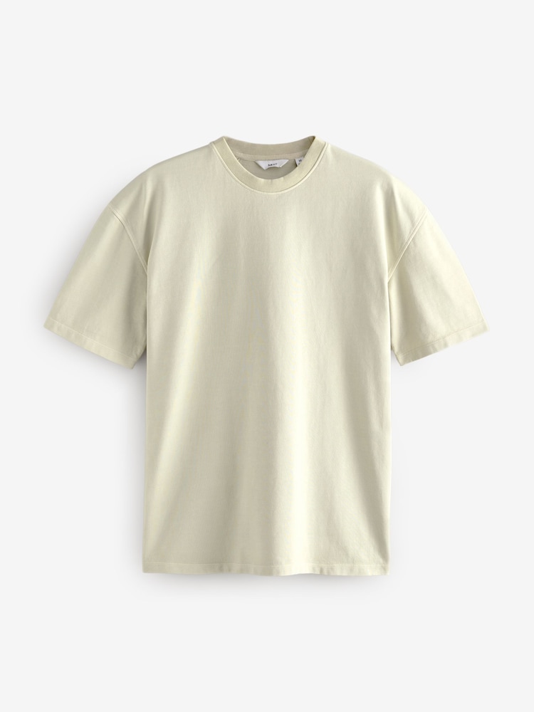 Colorant anthracite gris/vert/écru - Coupe ample - Lot de 3 t-shirts épais - Image 11 of 13