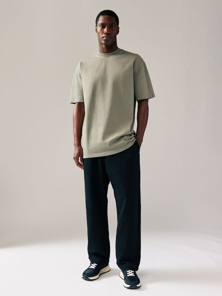 Colorant anthracite gris/vert/écru - Coupe ample - Lot de 3 t-shirts épais - Image 3 of 13