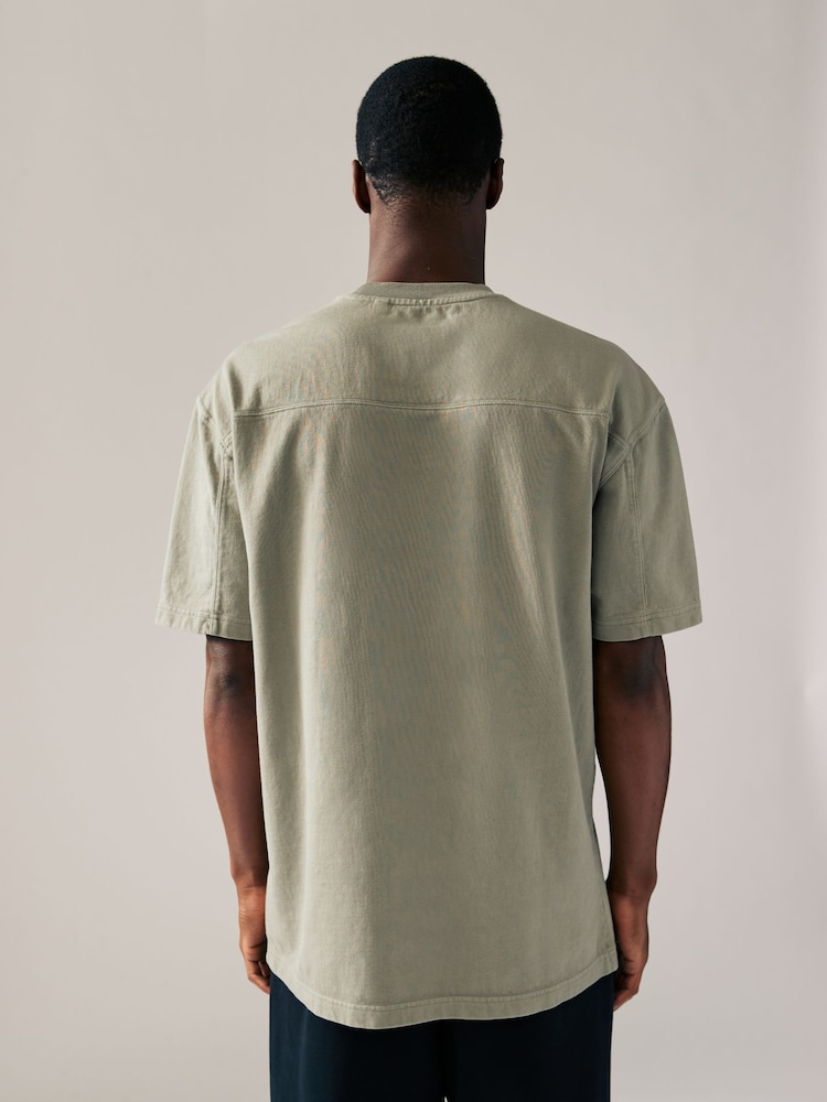 Colorant anthracite gris/vert/écru - Coupe ample - Lot de 3 t-shirts épais - Image 8 of 13