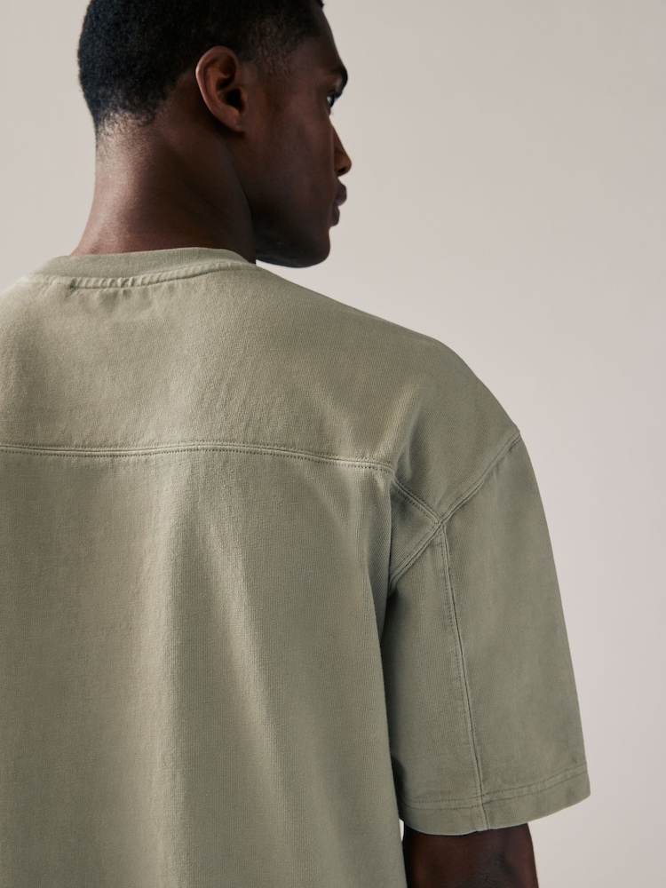 Colorant anthracite gris/vert/écru - Coupe ample - Lot de 3 t-shirts épais - Image 9 of 13