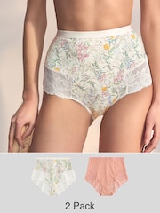 Floral Print/Pale Pink - Shaping Lace Knickers 2 Pack - Изображение 1 из 10