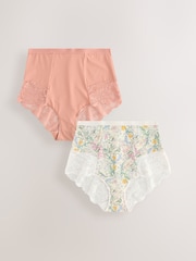 Floral Print/Pale Pink - Shaping Lace Knickers 2 Pack - Изображение 6 из 10