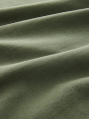 Khaki Green Relaxed Fit Heavyweight Grandad Collar 100% Cotton T-Shirt - Image 9 of 9