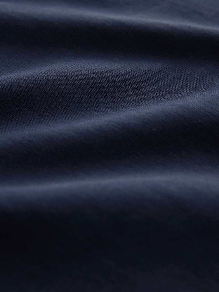 Navy Blue Relaxed Fit Heavyweight Grandad Collar 100% Cotton T-Shirt - Image 8 of 8