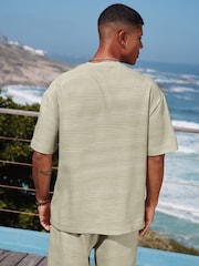 Groen - Enkele - Ruimvallend Ottoman T-shirt met textuur - Image 3 of 8