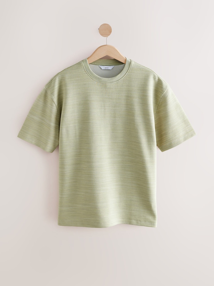 Groen - Enkele - Ruimvallend Ottoman T-shirt met textuur - Image 6 of 8