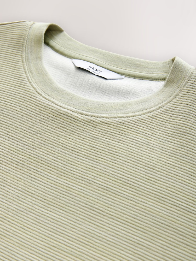 Groen - Enkele - Ruimvallend Ottoman T-shirt met textuur - Image 7 of 8