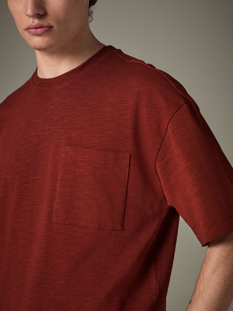 Red Rust Relaxed Fit Heavyweight Slub T-Shirt - Image 1 of 7 Red Rust Relaxed Fit Heavyweight Slub T-Shirt - Image 1 of 7