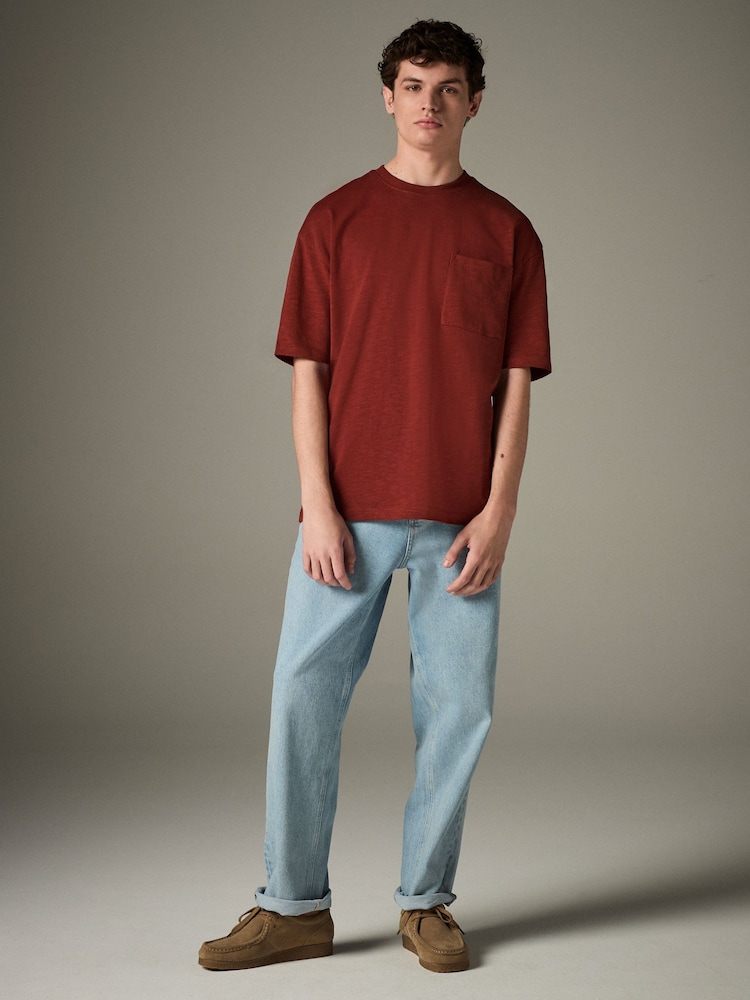 Red Rust Relaxed Fit Heavyweight Slub T-Shirt - Image 2 of 7 Red Rust Relaxed Fit Heavyweight Slub T-Shirt - Image 2 of 7