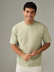 Ecru Blanc/Vert/Rouge rouille - Coupe ample - Lot de 3 t-shirts épais - Image 2 de 12