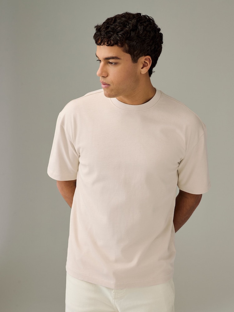 Ecru White/Green/Rust Red Relaxed Fit Heavyweight T-Shirts 3 Pack - Image 3 of 12