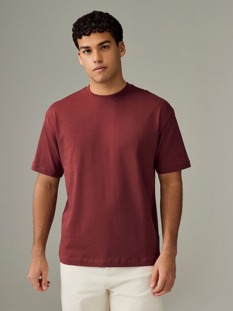 Ecru White/Green/Rust Red Relaxed Fit Heavyweight T-Shirts 3 Pack - Image 4 of 12