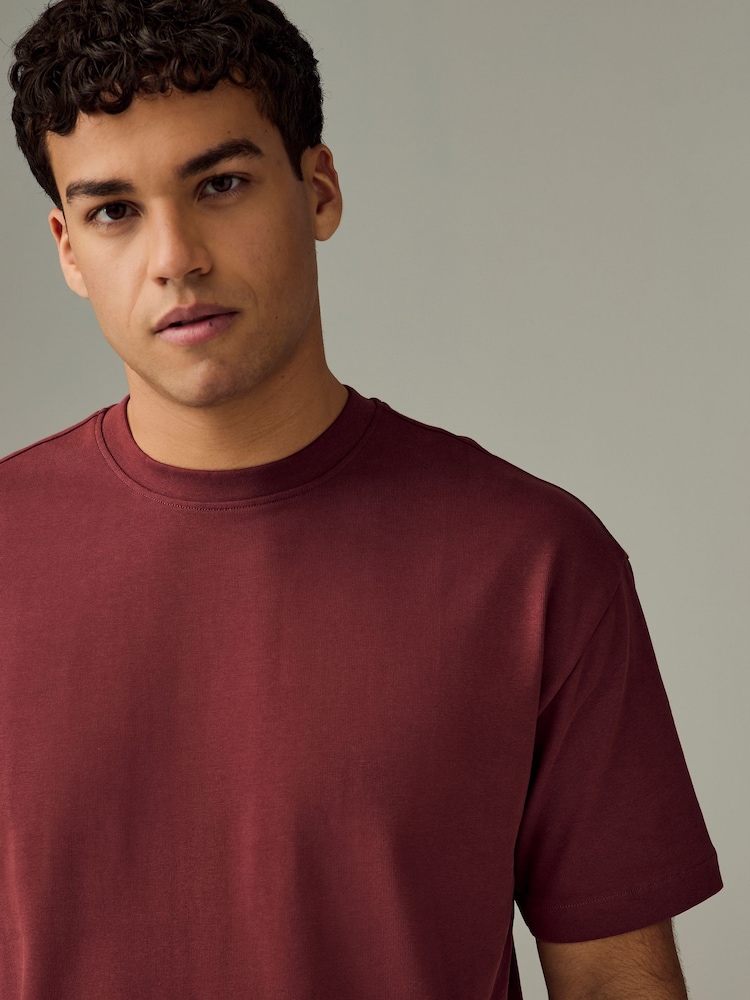 Ecru White/Green/Rust Red Relaxed Fit Heavyweight T-Shirts 3 Pack - Image 7 of 12
