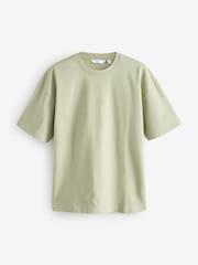 Ecru Blanc/Vert/Rouge rouille - Coupe ample - Lot de 3 t-shirts épais - Image 9 de 12