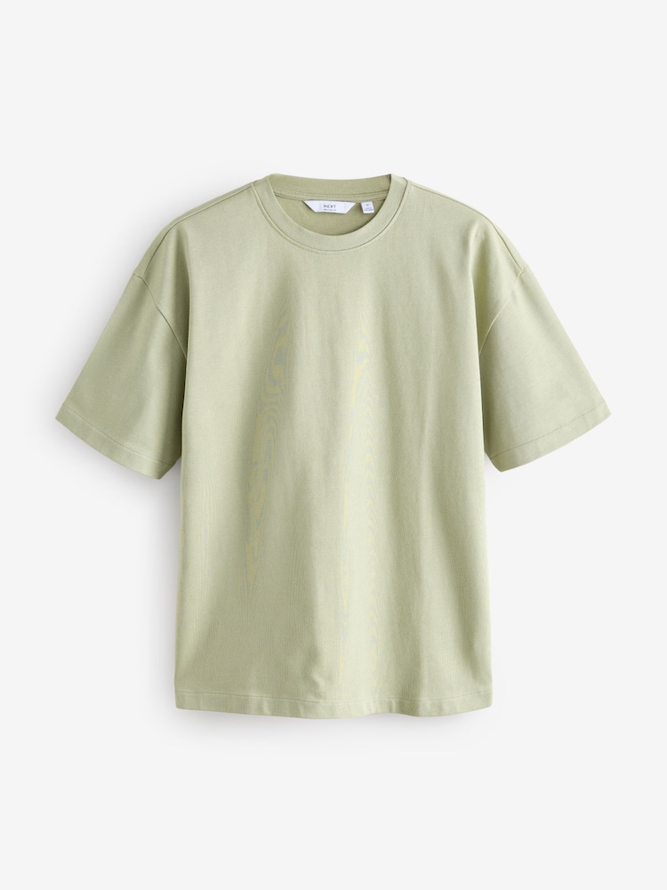 Ecru White/Green/Rust Red Relaxed Fit Heavyweight T-Shirts 3 Pack - Image 9 of 12