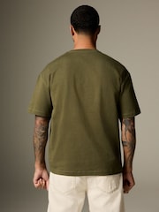 Khaki Green Relaxed Fit Heavyweight T-Shirt - Image 3 of 9