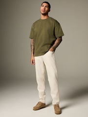 Khaki Green Relaxed Fit Heavyweight T-Shirt - Image 4 of 9