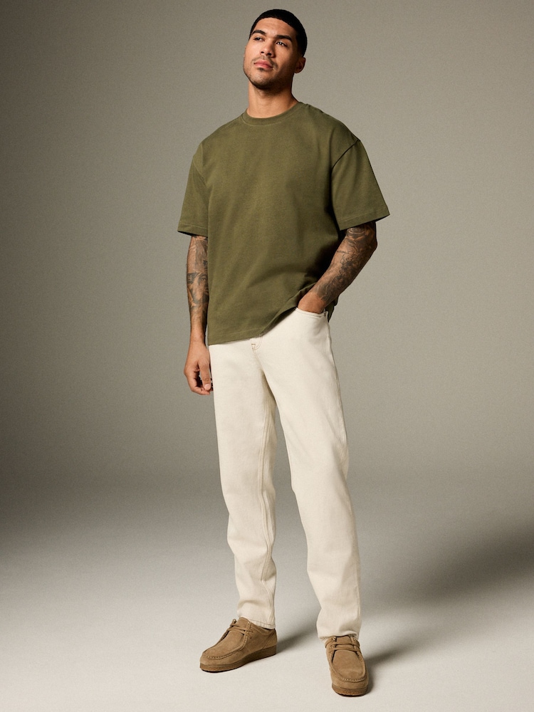 Khaki Green Relaxed Fit Heavyweight T-Shirt - Image 4 of 9