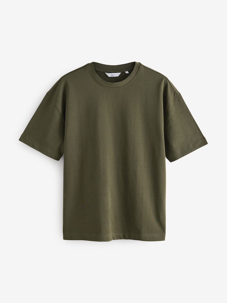 Khaki Green Relaxed Fit Heavyweight T-Shirt - Image 7 of 9