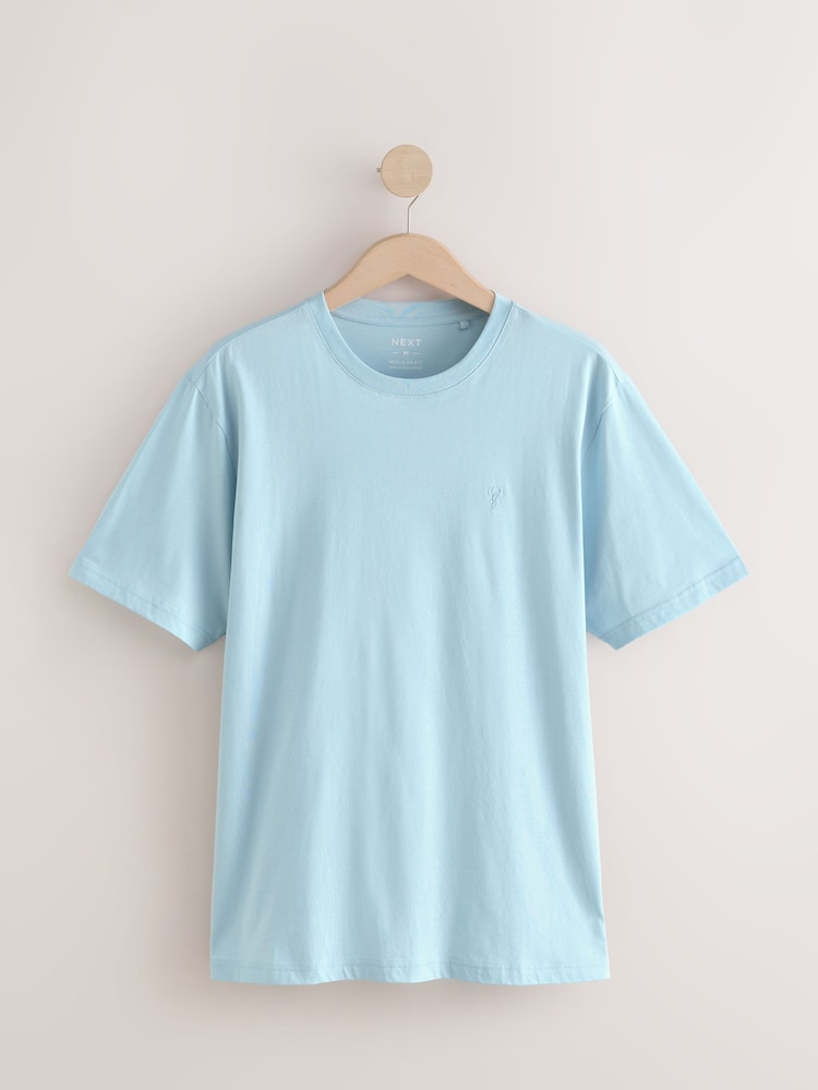 Bleu marine/bleu/rose/vert - Ajustement régulier - T-shirt en coton 100% 4 Paquet - Image 10 of 14