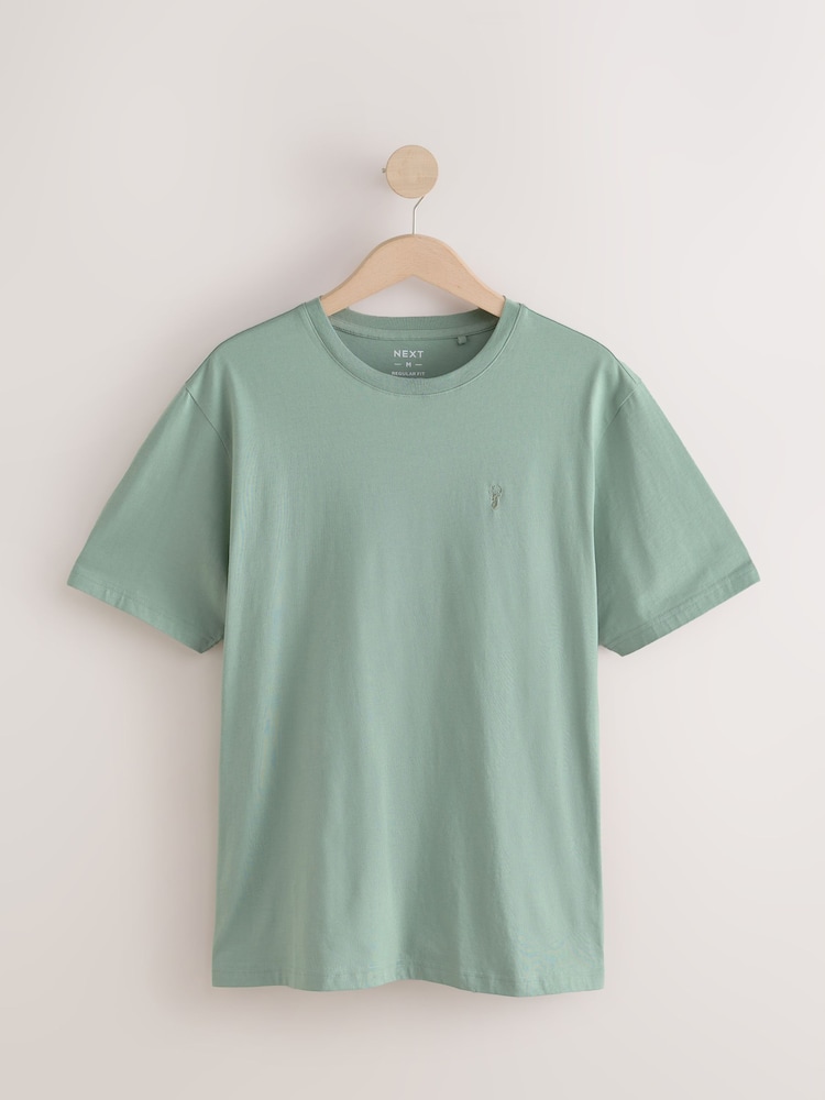Bleu marine/bleu/rose/vert - Ajustement régulier - T-shirt en coton 100% 4 Paquet - Image 12 of 14