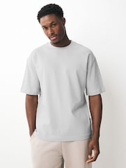 Preto/branco/pedra/azul/cinza - Camisetas pesadas 100% algodão, caimento descontraído, pacote 5 - Imagem 7 de 11