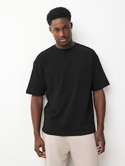 Preto/branco/pedra/azul/cinza - Camisetas pesadas 100% algodão, caimento descontraído, pacote 5 - Imagem 8 de 11