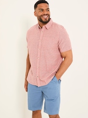 FatFace Pink Short Sleeve Mini Geo Print Shirt - Image 5 of 8