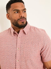 FatFace Pink Short Sleeve Mini Geo Print Shirt - Image 6 of 8
