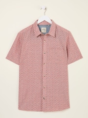 FatFace Pink Short Sleeve Mini Geo Print Shirt - Image 7 of 8