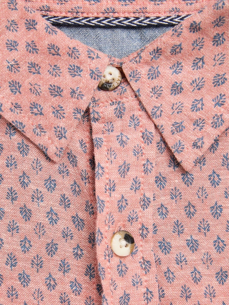 FatFace Pink Short Sleeve Mini Geo Print Shirt - Image 8 of 8