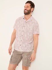 FatFace Heather Purple Short Sleeve Dash Print Shirt - Image 1 of 6