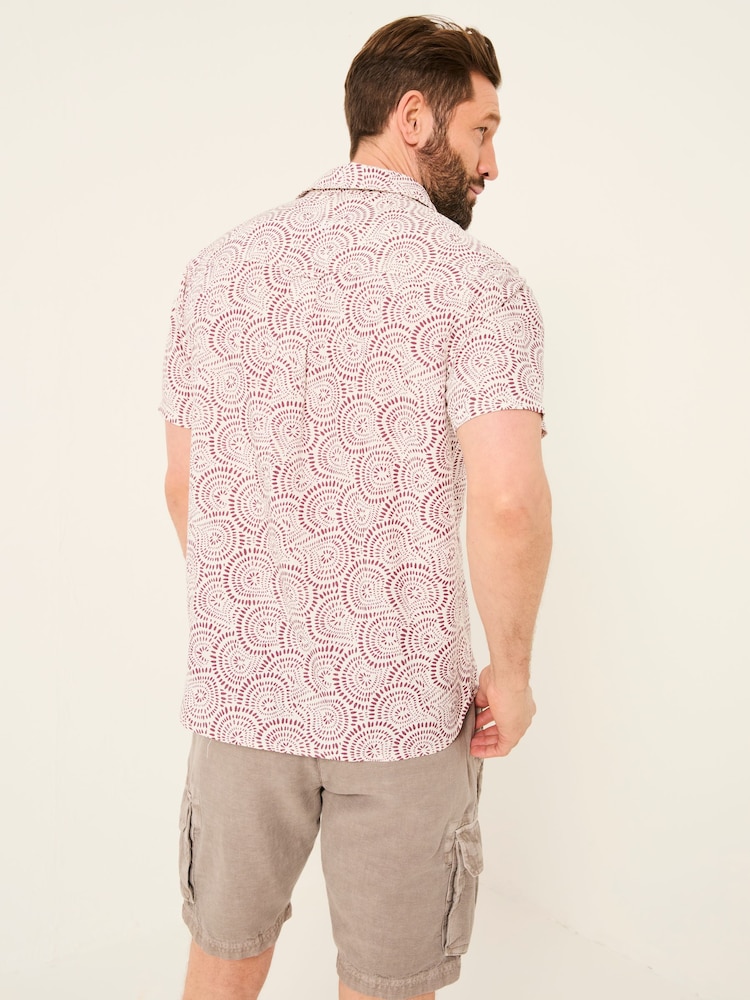 FatFace Heather Purple Short Sleeve Dash Print Shirt - Image 2 of 6