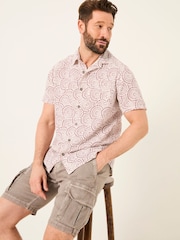 FatFace Heather Purple Short Sleeve Dash Print Shirt - Image 3 of 6