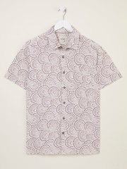 FatFace Heather Purple Short Sleeve Dash Print Shirt - Image 5 of 6