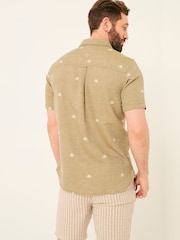 FatFace Khaki Green Short Sleeve Octopus Embroidered Shirt - Image 3 of 10