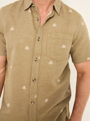 FatFace Khaki Green Short Sleeve Octopus Embroidered Shirt - Image 5 of 10