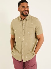 FatFace Khaki Green Short Sleeve Octopus Embroidered Shirt - Image 6 of 10