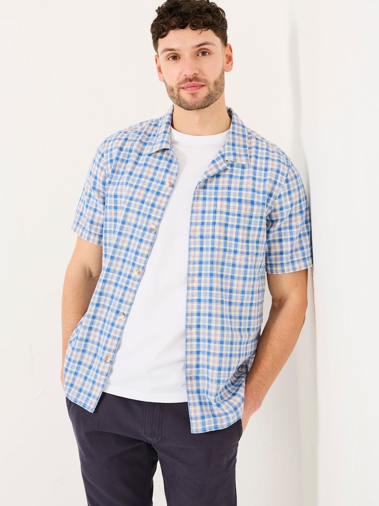 FatFace Blue Short Sleeve Conwy Check Shirt - Image 1 of 5