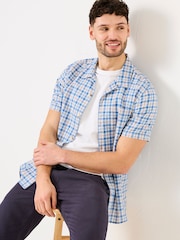 FatFace Blue Short Sleeve Conwy Check Shirt - Image 3 of 5