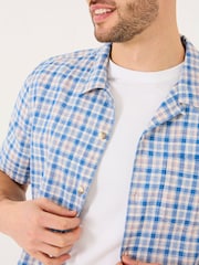 FatFace Blue Short Sleeve Conwy Check Shirt - Image 4 of 5