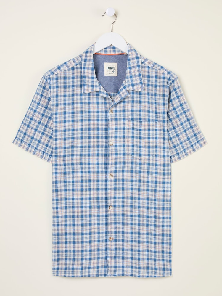FatFace Blue Short Sleeve Conwy Check Shirt - Image 5 of 5