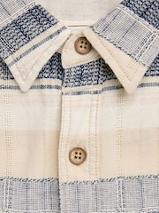 FatFace Milo Navy Short Sleeve textured Stripe 100% Cotton Shirt - Image 5 of 6