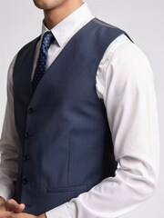 Ted Baker Tailoring Blue Premium Panama Waistcoat - Image 3 of 3