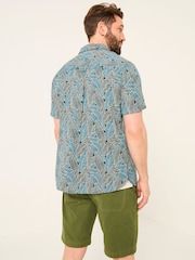 FatFace Teal Blue Short Sleeve Leaf Print Shirt - Image 3 of 9