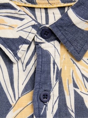 FatFace Navy Short Sleeve Palm Print Shirt - Image 10 of 10