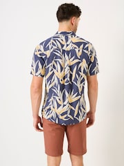 FatFace Navy Short Sleeve Palm Print Shirt - Image 3 of 10
